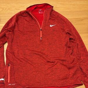 Nike Running Red Heathered Quarter-Zip Pullover